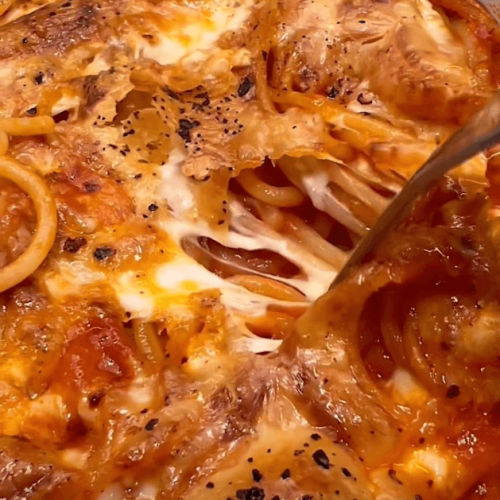 Crispy Cheesy Spaghetti Bake recipe