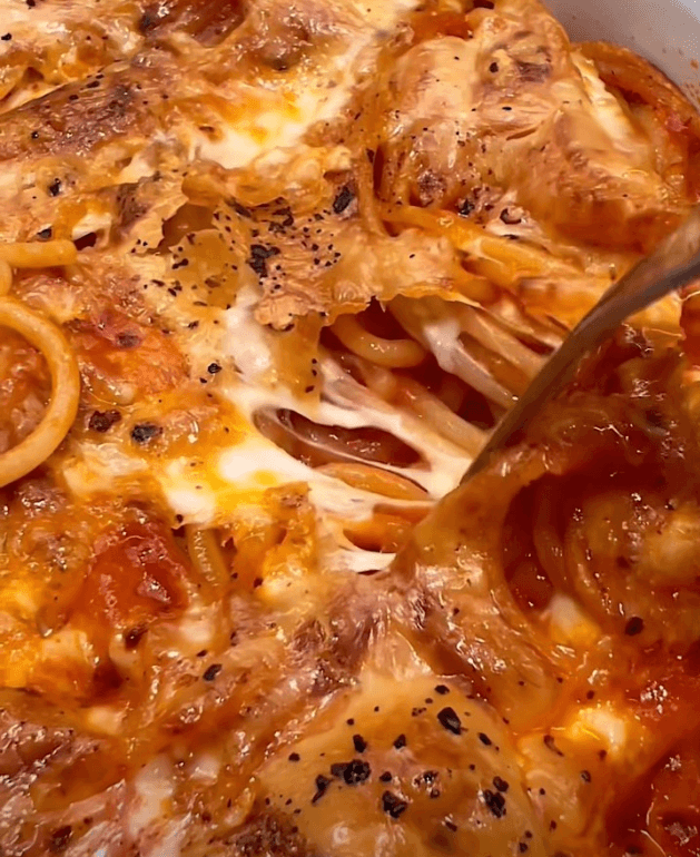 Crispy Cheesy Spaghetti Bake recipe