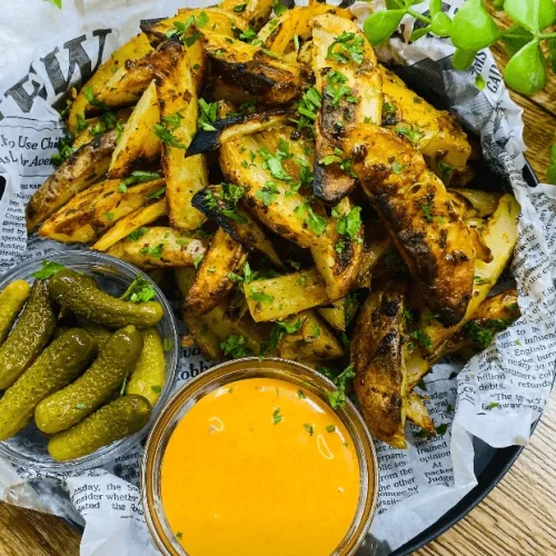 Crispy Garlic Potato Wedges recipe