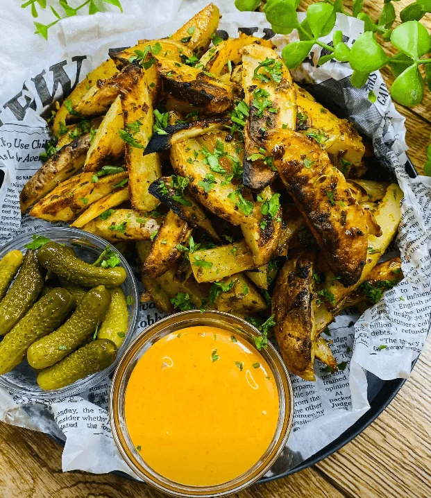 Crispy Garlic Potato Wedges recipe