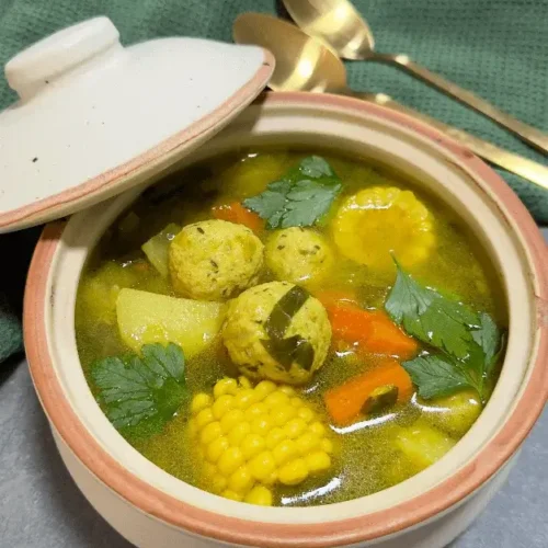 Chicken ball soup with vegetables recipe