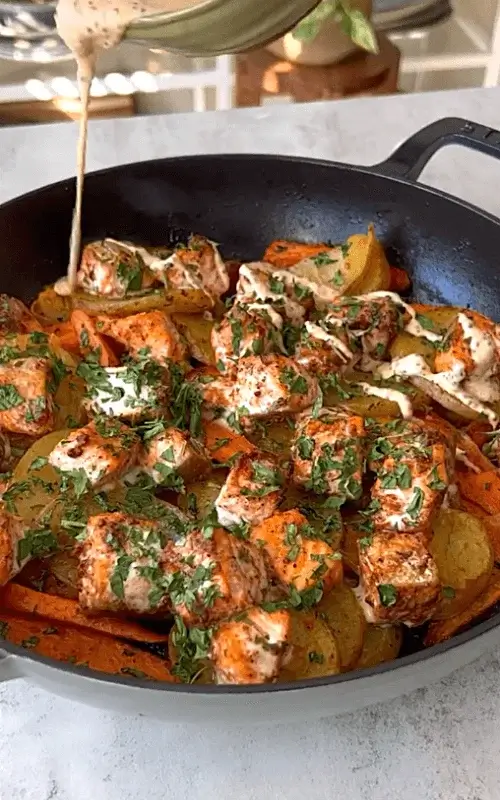 one pan salmon and veggies recipe