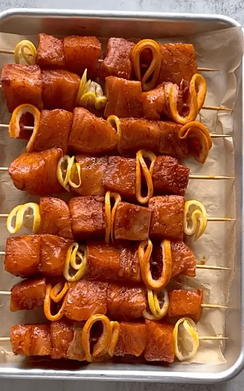 grilled salmon skewers recipe
