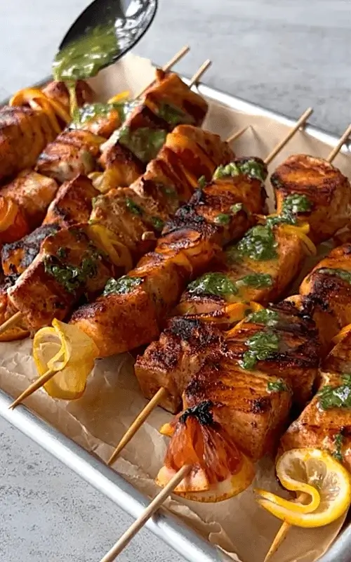 grilled salmon skewers recipe