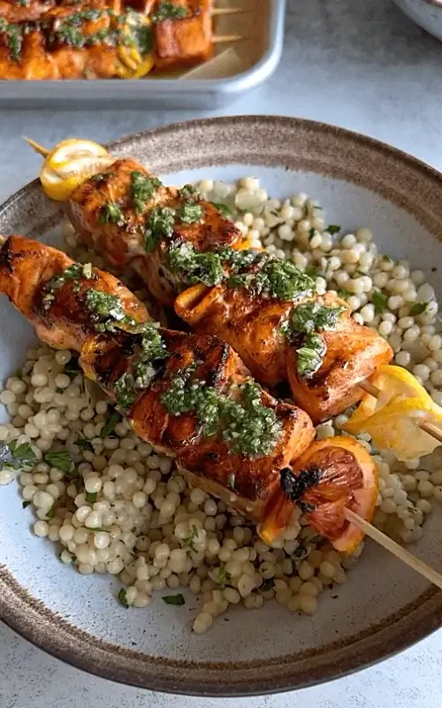 grilled salmon skewers recipe